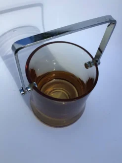 Seau à glaçons verre soufflé ambre 70’s