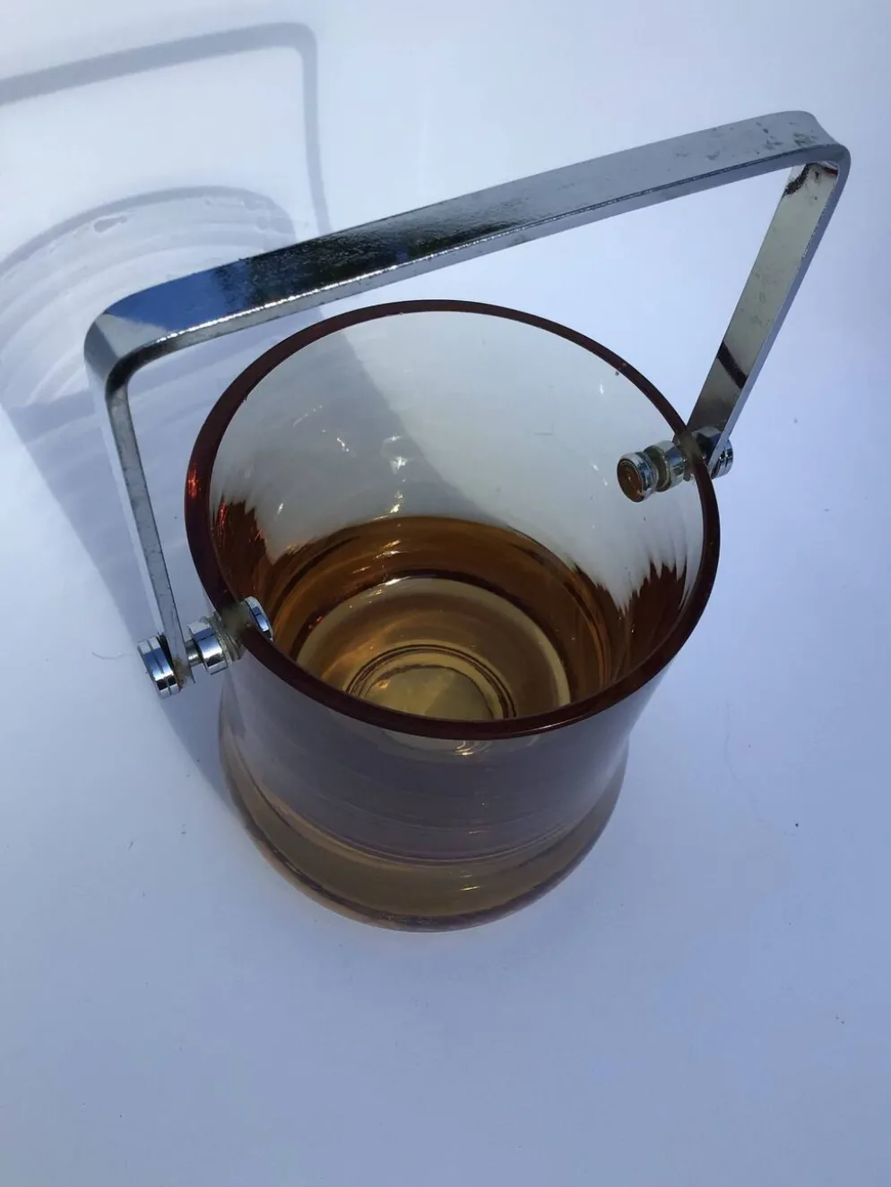 Seau à glaçons verre soufflé ambre 70’s