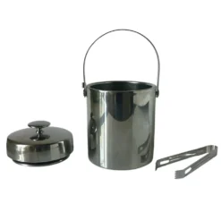 Seau à glaçons vintage en acier inoxydable et sa pince – Style Scandi