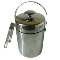 Seau à glaçons vintage en acier inoxydable et sa pince – Style Scandi