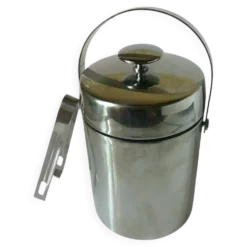 Seau à glaçons vintage en acier inoxydable et sa pince – Style Scandi