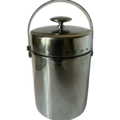 Seau à glaçons vintage en acier inoxydable et sa pince – Style Scandi