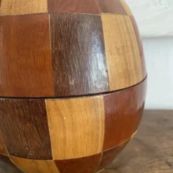 Seau à glaçons vintage en noix de coco marquetée