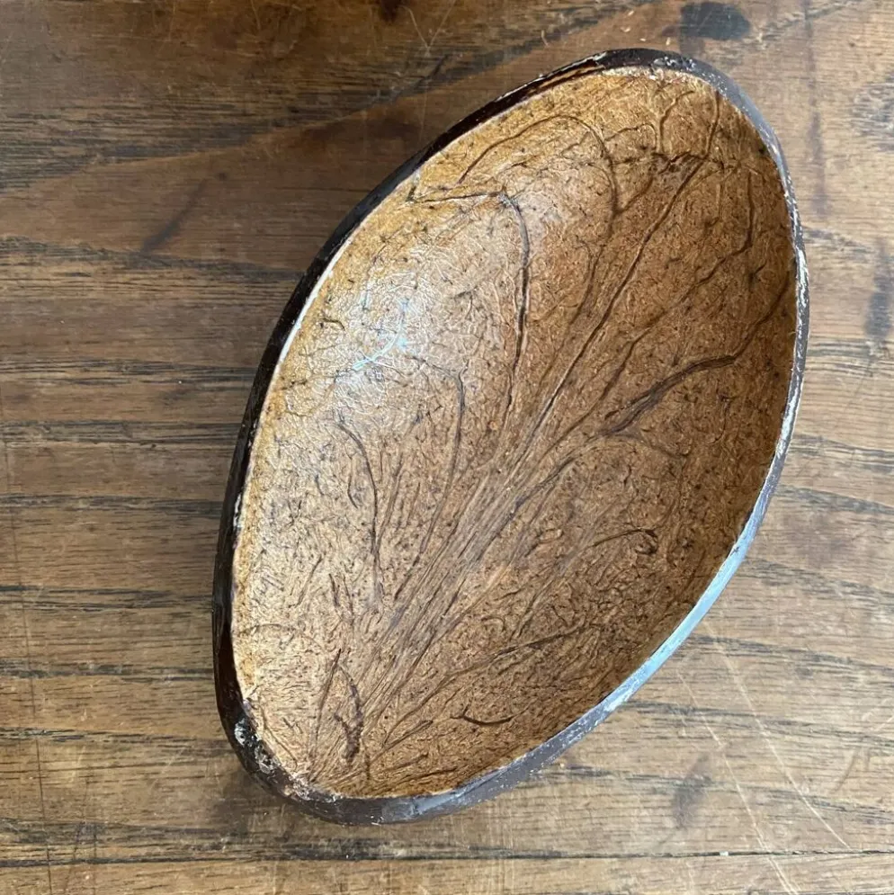 Seau à glaçons vintage en noix de coco marquetée