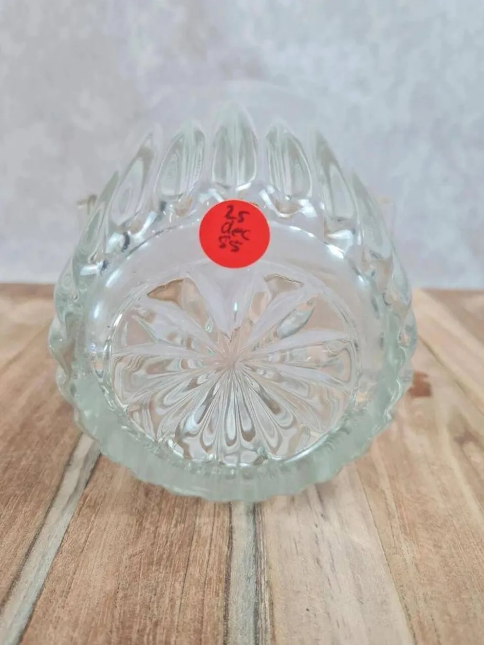 Seau à glaçons vintage en verre & anse dorée