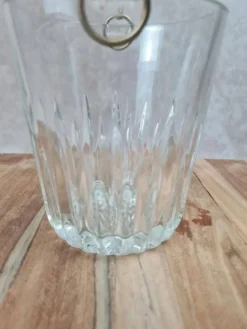 Seau à glaçons vintage en verre & anse dorée