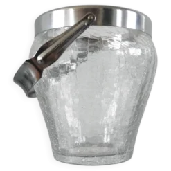 Seau à glaçons vintage en verre craquelé et inox - Demeyere (Années 6