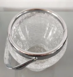 Seau à glaçons vintage en verre craquelé et inox - Demeyere (Années 6