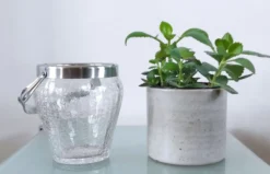 Seau à glaçons vintage en verre craquelé et inox - Demeyere (Années 6
