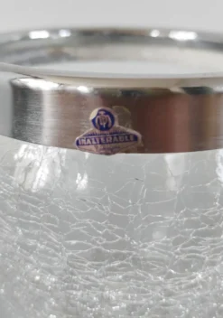 Seau à glaçons vintage en verre craquelé et inox - Demeyere (Années 6