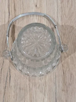Seau à Glaçons Vintage Verre Taillé Cristal Anse Métal Tressé Longcham
