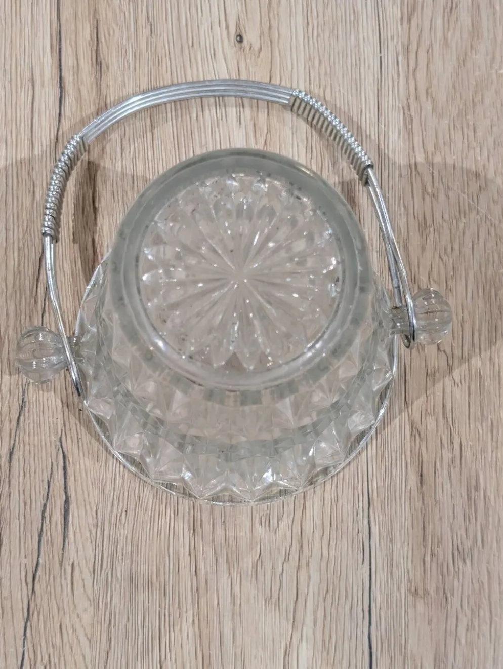 Seau à Glaçons Vintage Verre Taillé Cristal Anse Métal Tressé Longcham