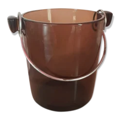 Seau à glaçon vintage marque Léger en verre fumé