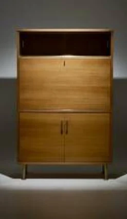 Secretaire scandinave en chêne doré, 1960