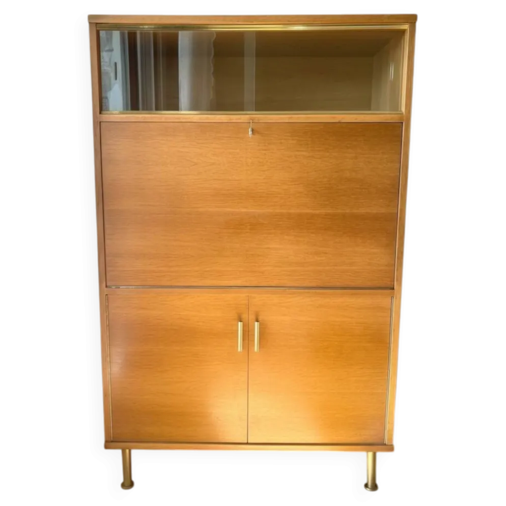 Secretaire scandinave en chêne doré, 1960