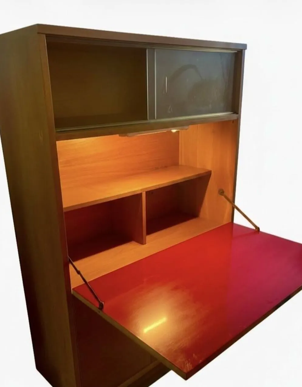 Secretaire scandinave en chêne doré, 1960