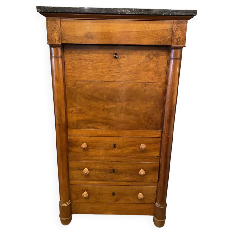 Secretaire style louis xvi en noyer fin xixeme avec tiroirs