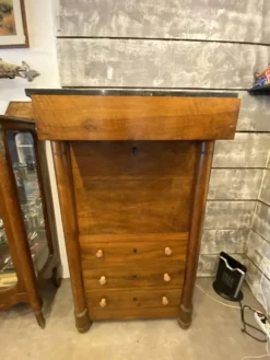 Secretaire style louis xvi en noyer fin xixeme avec tiroirs