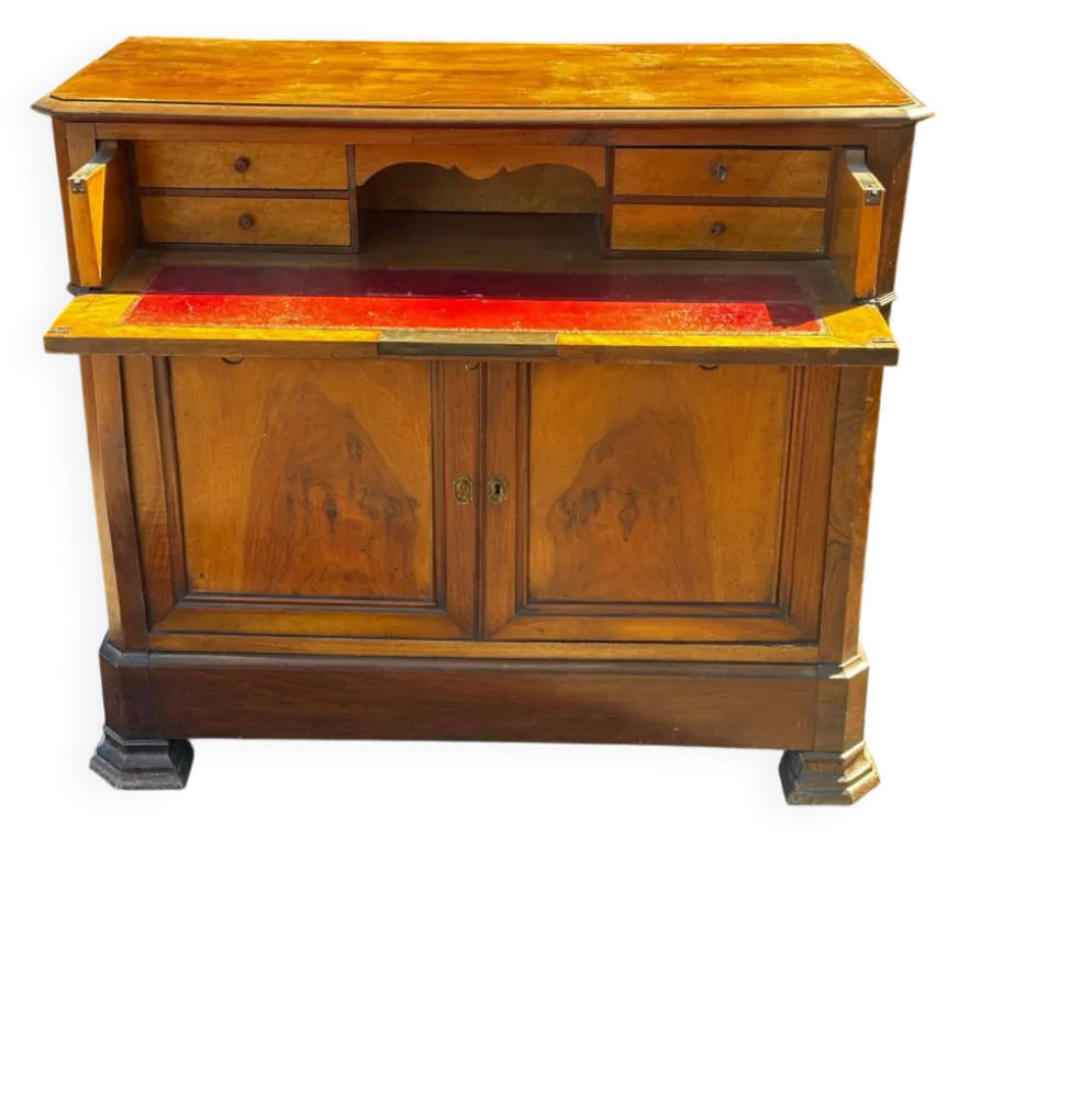 Secrétaire à abattant ancien en noyer – époque Louis-Philippe (XIXe si
