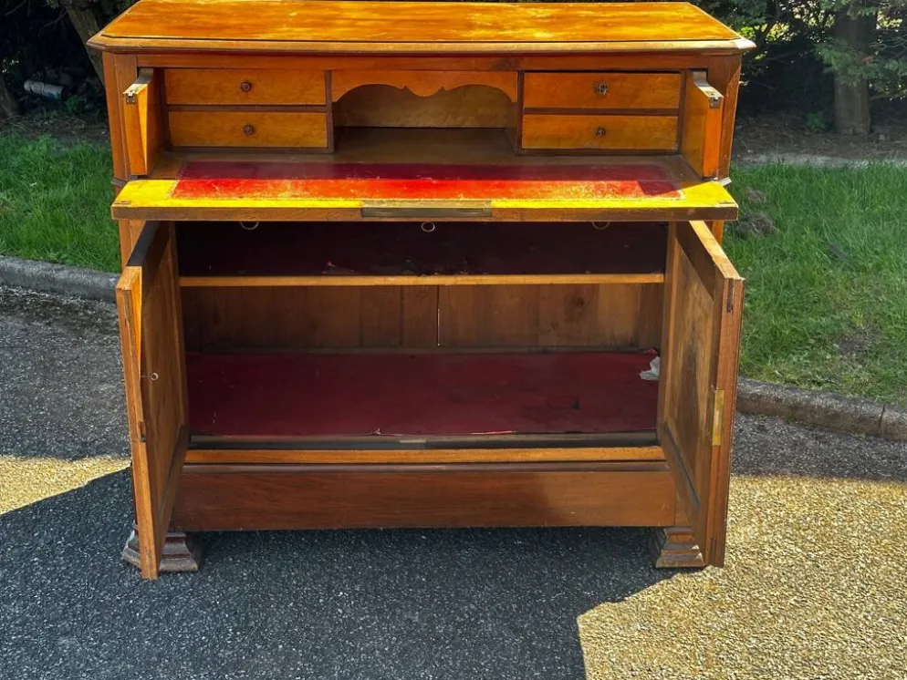 Secrétaire à abattant ancien en noyer – époque Louis-Philippe (XIXe si