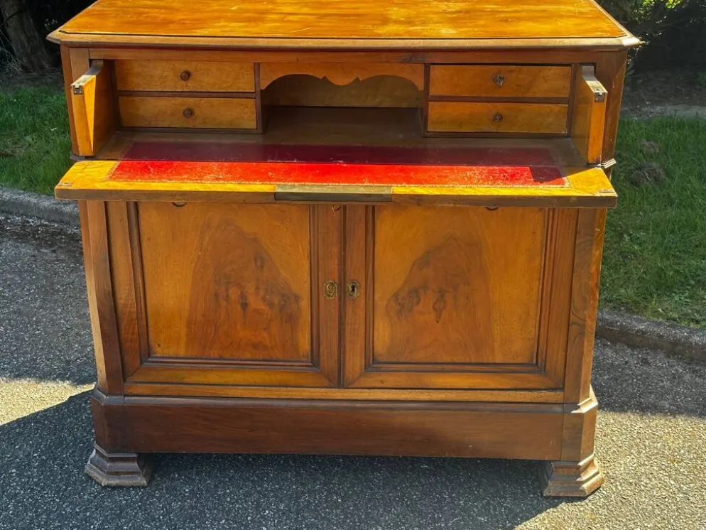 Secrétaire à abattant ancien en noyer – époque Louis-Philippe (XIXe si
