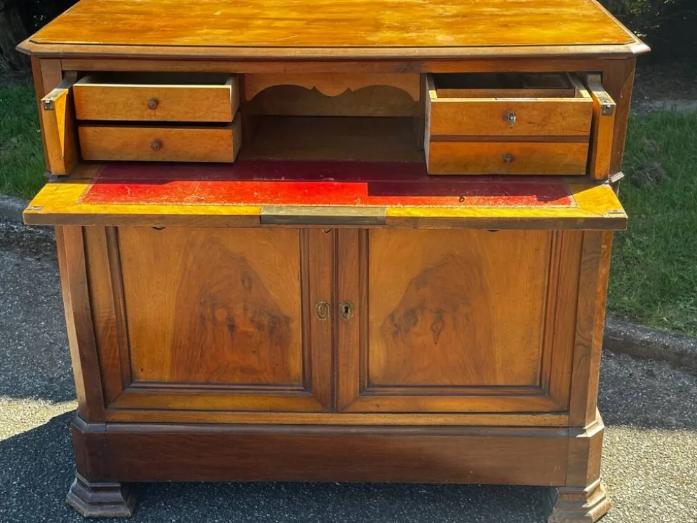Secrétaire à abattant ancien en noyer – époque Louis-Philippe (XIXe si