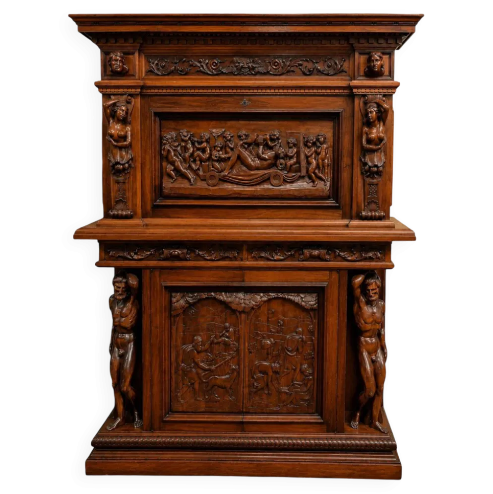 Secrétaire à abattant de style Renaissance, XIXe siècle