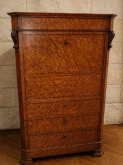 Secrétaire à abattant d'époque Charles X en loupe d'orme – XIXe siècle