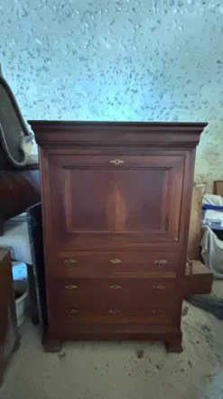 Secrétaire à abattant en acajou et placage flammé
