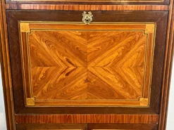 Secrétaire à abattant Louis XVI en marqueterie et plateau de marbre de Carrare