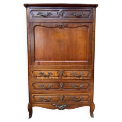 Secrétaire à abattant Style Louis XV – Merisier massif – Bronze ciselé