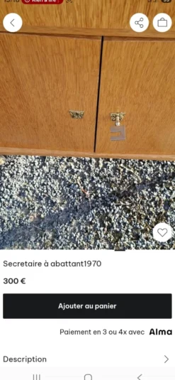 Secrétaire à abattant vintage 1970