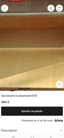 Secrétaire à abattant vintage 1970