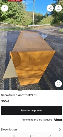 Secrétaire à abattant vintage 1970
