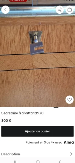 Secrétaire à abattant vintage 1970