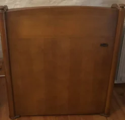 Secrétaire à abattant vintage avec plateau en cuir vert et incrustations