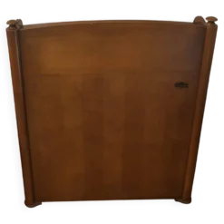 Secrétaire à abattant vintage avec plateau en cuir vert et incrustations