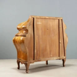 Secrétaire ancien à abattant style baroque en noyer et érable, XXe siècle