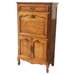Secrétaire ancien scriban vintage en bois de noyer style Louis XV