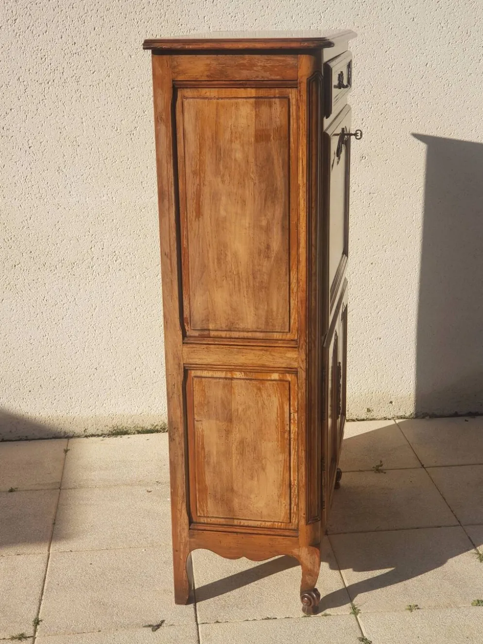 Secrétaire ancien scriban vintage en bois de noyer style Louis XV