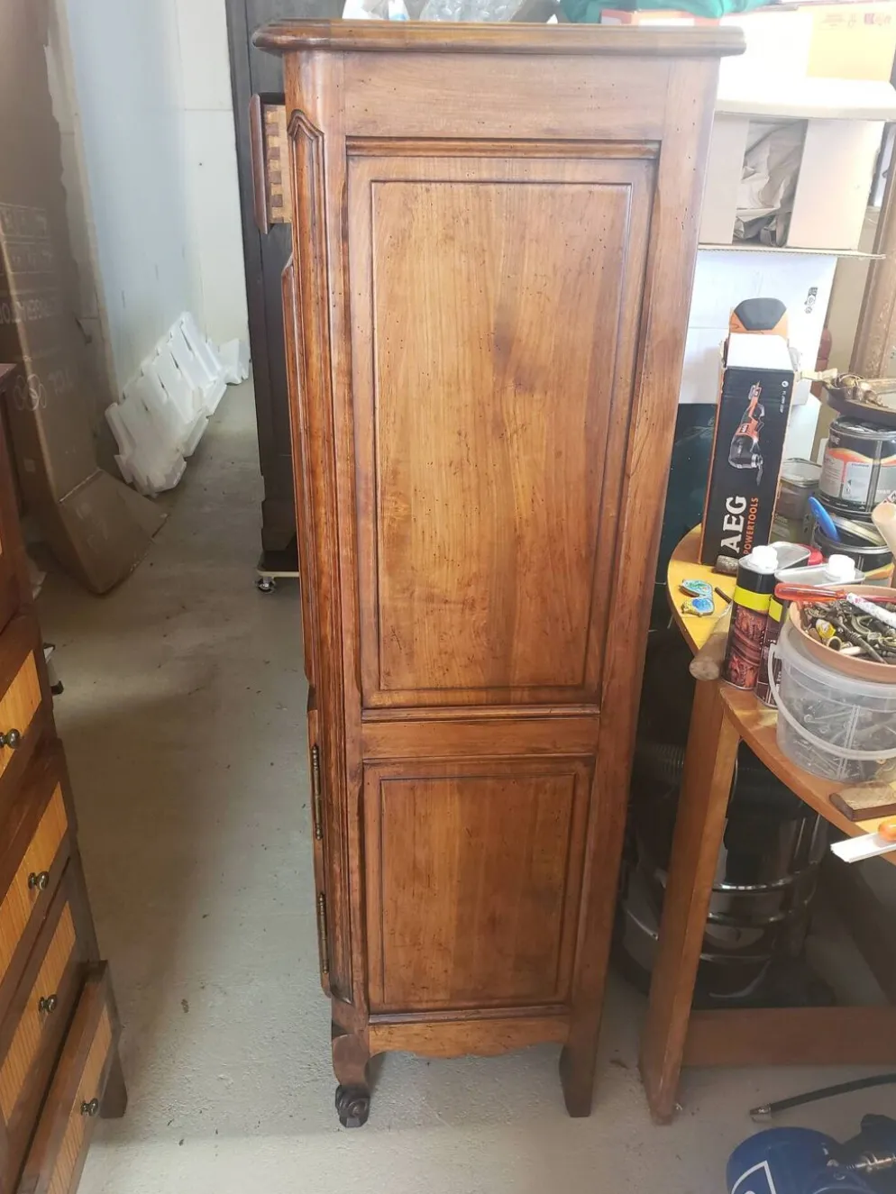 Secrétaire ancien scriban vintage en bois de noyer style Louis XV
