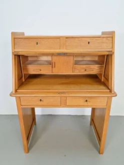 Secrétaire Art Déco Arts & Crafts en chêne naturel, années 1930