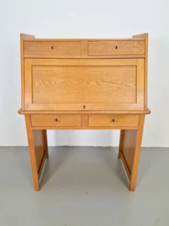 Secrétaire Art Déco Arts & Crafts en chêne naturel, années 1930