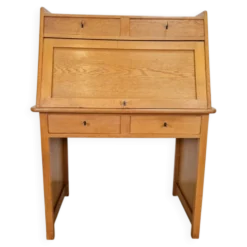 Secrétaire Art Déco Arts & Crafts en chêne naturel, années 1930