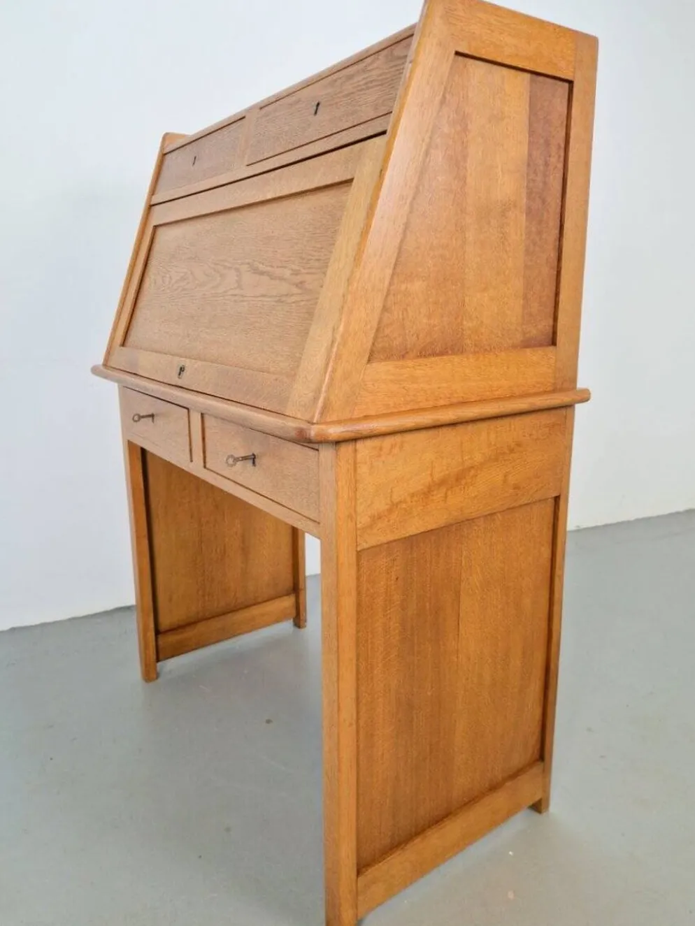 Secrétaire Art Déco Arts & Crafts en chêne naturel, années 1930