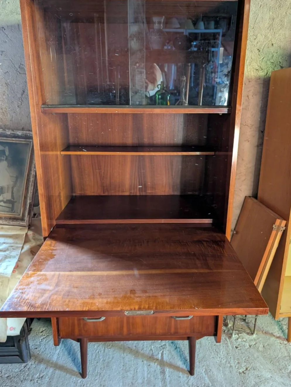 Secrétaire bibliothèque bureau d'appoint année 60 style scandinave