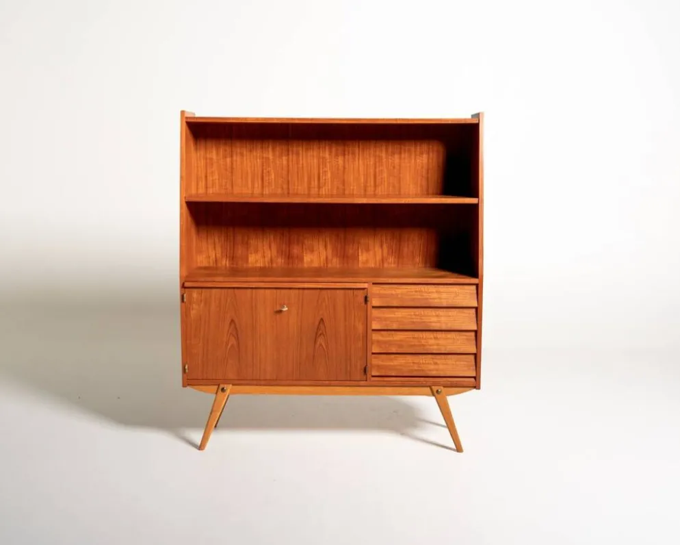 Secrétaire-bibliothèque en teck par Möbelfabrik Rottne, Suède, années 1950/60