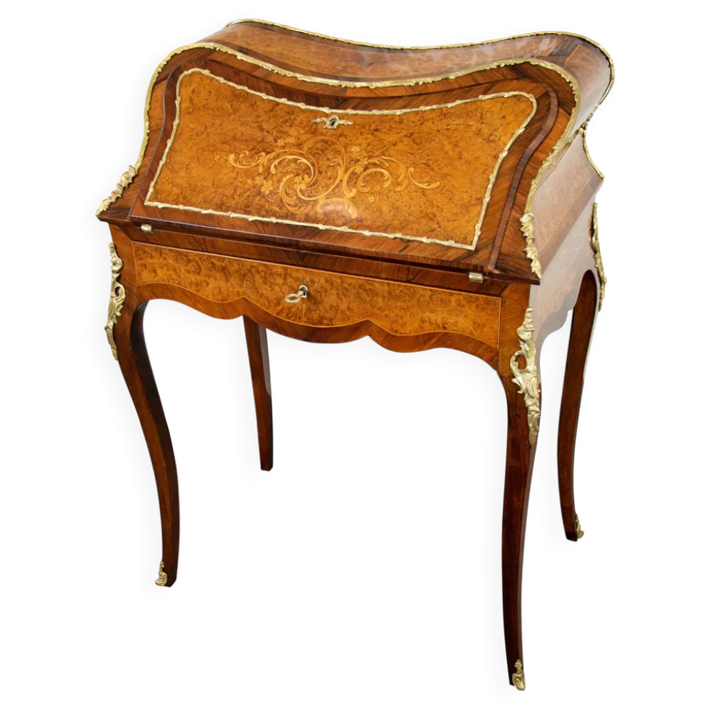 Secrétaire Bonheur du Jour Louis XV en palissandre et noyer 1870-1900
