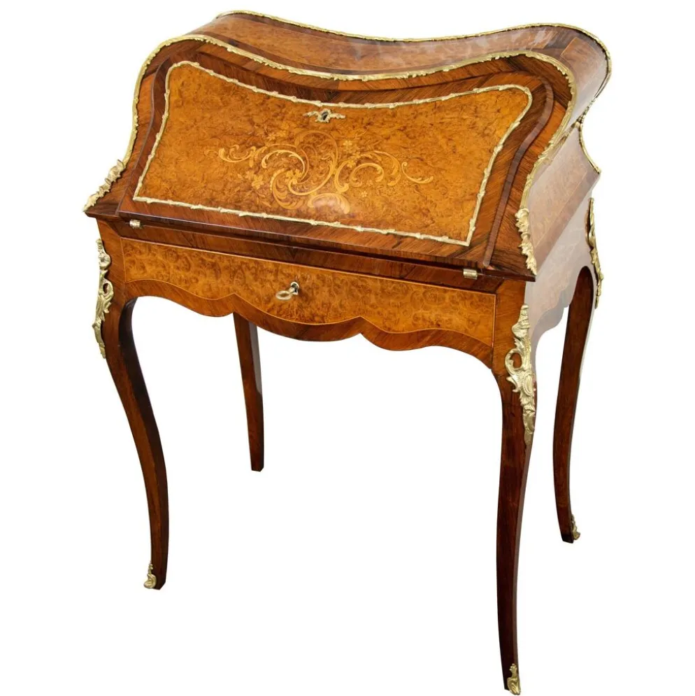 Secrétaire Bonheur du Jour Louis XV en palissandre et noyer 1870-1900