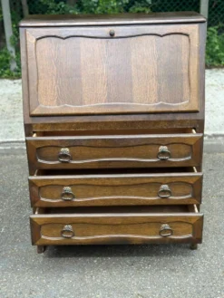 Secrétaire bureau à abattant en bois massif style Louis XV